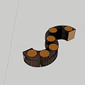 Creative Curved Public Chair With Cardboard Material And Circular Seats