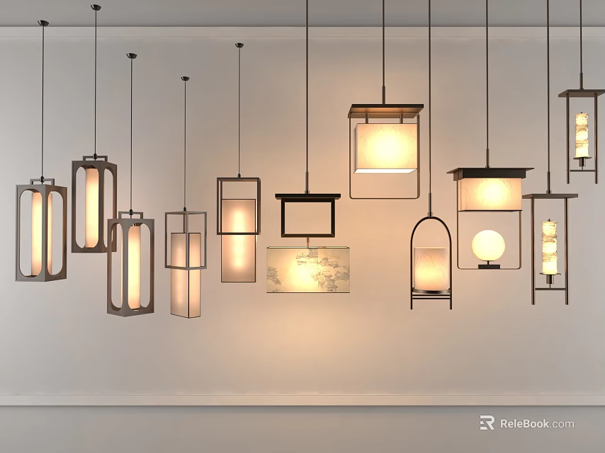 Modern Pendant Lights with Various Designs Warm Lighting and Metal Frames 3d model