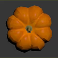 Fresh Orange Pumpkin with Shiny Smooth Surface on Dark Reflective Background