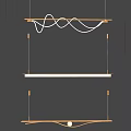 Modern Curved Linear Chandeliers With Sleek Gold Finish And LED Lighting