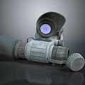 Vintage Binocular Telescope With Purple Lens Mechanical Knobs And Cylindrical Structure
