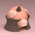 Pink Reptile Piggy Bank Wearing Black Hat And Cape On Light Pink Background