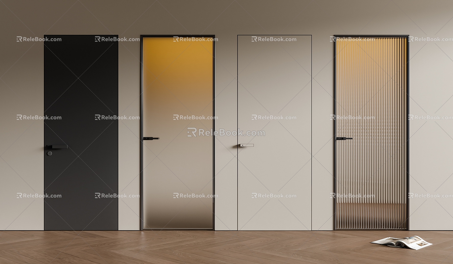 Modern Single Door Invisible Door Glass Door 3d model