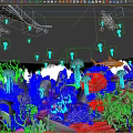 Vibrant Underwater Waterfront Landscape With Whale Jellyfish Colorful Coral And Fish Schools