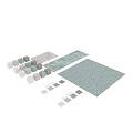 Ceramic Tile Components Design With Light Blue Gray White Marble Textures And Mosaic Patterns 3d model