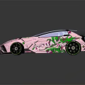 Pink Sports Car With Green Graffiti And Transparent Roof OPULZ Design