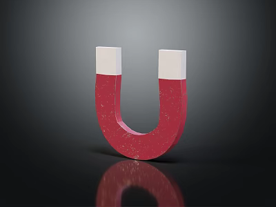 Modern Red And White Horseshoe Magnet Decorative Ornament Set On Black Background With Reflection 3d model