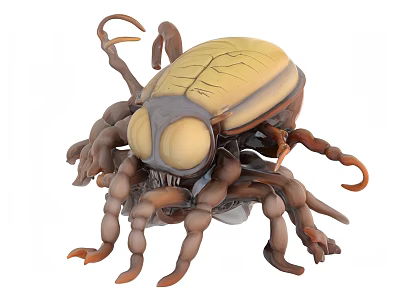 Realistic Insect Model Figurine With Large Yellow Eyes And Brown Legs Design 3d model