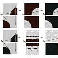 Various Wall Decor with Geometric Lines Wavy Patterns in White Brown Black on Light Wall 3d model