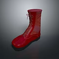 Fashionable Red Lace Up Boots With Tall Shaft And Classic Design