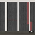 Modern Black Hinged Doors With Red Decorative Strips For Interior Design 3d model
