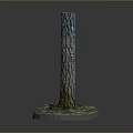 Wooden And Stone Decorative Pillar With Round Base And Greenery Accents
