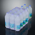 Natural Spring Bottled Water Pack With Transparent Plastic Bottles And Blue Labels