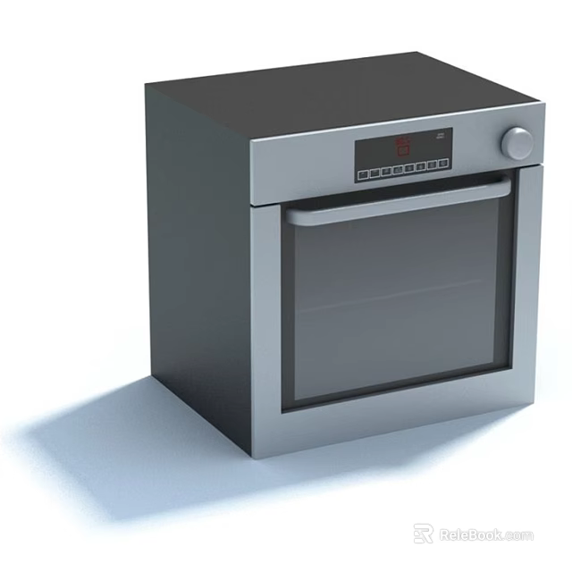 Modern Stainless Steel Kitchen Oven With Digital Display Control Knobs And Glass Door 3d model 