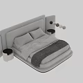 Modern Double Bed With Upholstered Headboard And Matching Nightstand Design