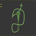 Medieval Spiked Chain Weapon With Coiled Metal Chain And Decorative Head