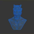 Detailed 3D Mythical Creature Bust Sculpture With Horned Head And Torso