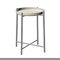White Round Dining Table With Metal Frame And Simple Circular Surface Design 3d model
