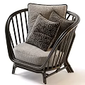 Stylish Outdoor Chair With Black Wicker Frame Gray Cushion And Geometric Pattern Pillow