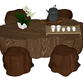 New Chinese Style Root Carving Tea Sea Root Carving Tea Table Root Carving Tea Table and Chair Combination 3d model