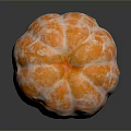 Peeled Tangerine With Orange And White Textured Surface On Dark Background With Reflection