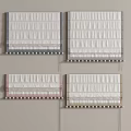 Pleated Roman Blinds in Various Soft Colors with Decorative Bottom Details and Textured Fabric