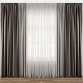 Modern Elegant Gray Textured Curtains With White Sheer Panels For Window Light Decoration