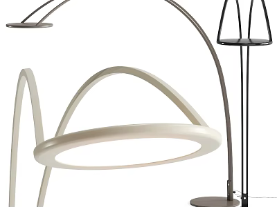 Modern Floor Lamps With Curved Design And Ring Shade For Home Interior Decor 3d model