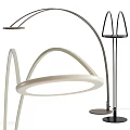 Modern Floor Lamps With Curved Design And Ring Shade For Home Interior Decor