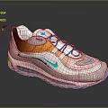 Stylish Sports Sneakers With White Blue Orange Gradient Design Air Cushion And Blue Laces
