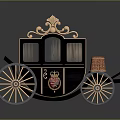 Ornate Black Carriage With Golden Decorations Red Chest Detailed Wheels And Royal Crest