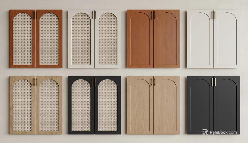 Various Cabinet Doors In Different Colors And Designs For Home Storage Solutions 3d model 