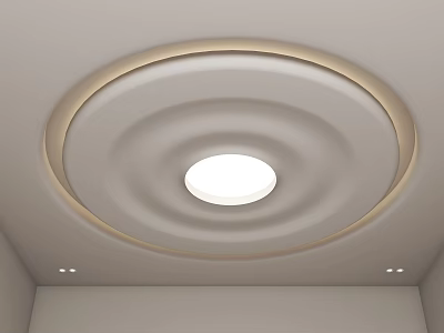 Modern Ceiling Design With Circular Recessed Light Layered Patterns Gold Trim And Soft Illumination 3d model