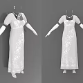 Elegant Long Dress With Floral Embroidery Details And Short Sleeves Design