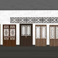 Chinese-style double doors and windows 3d model