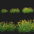 Decorative Ornament Set With Yellow Flowers And Green Grass Arrangements