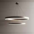Modern Double Circular Illuminated Chandelier With Minimalist Design Hanging On Gray Wall