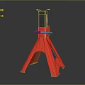 Red Tripod Shaped Jack Stand Featuring Black Metal Components And Stable Base 3d model