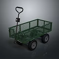 Green Mesh Construction Cart With Handle And Wheels For Building Site Material Transport