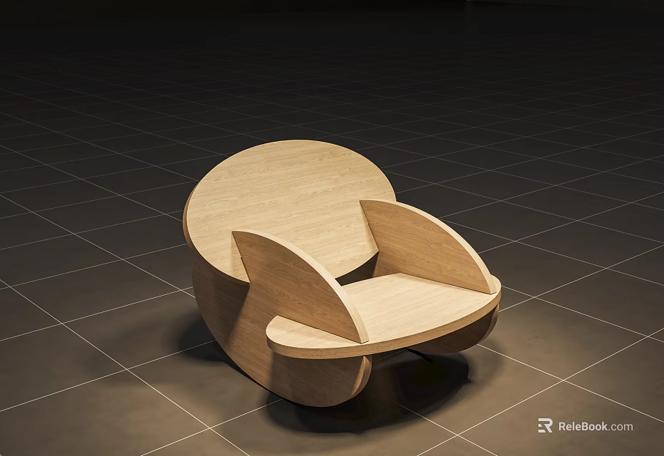 Modern Wooden Lounge Chair Design With Curved Structure And Comfortable Seating For Indoor Space 3d model 