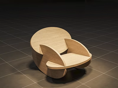 Modern Wooden Lounge Chair Design With Curved Structure And Comfortable Seating For Indoor Space 3d model