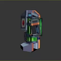 Pixel Art Medical Containers With Red Cross And Blue Green Transparent Panels