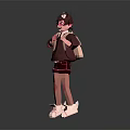 Cartoon Character Wearing Dark Hoodie Red Shorts Backpack Glasses Pink Streaked Hair And White Sneakers