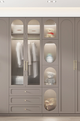 French Cream Style Wardrobe Cloakroom Combination 3d model