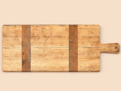 Wooden Kitchen Cutting Board With Handle And Natural Grain Design 3d model