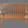 Wooden Outdoor Bench With Slatted Backrest And Armrests For Garden Use