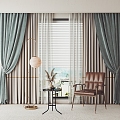 Modern Curtain Fabric Curtain Universal Curtain Leisure Chair Floor Lamp 3d model