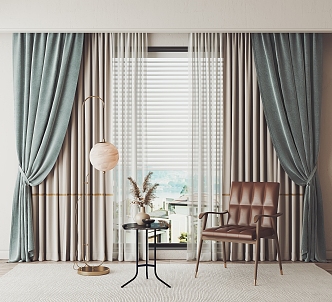 Modern Curtain Fabric Curtain Universal Curtain Leisure Chair Floor Lamp 3d model