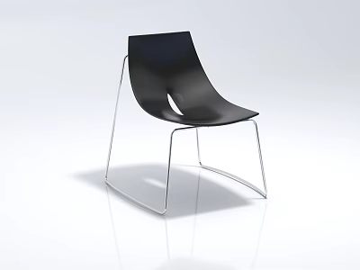 Modern Black Leisure Chair With Sleek Seat And Metal Frame Design 3d model