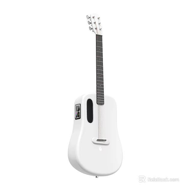 White Acoustic Guitar With Modern Design Lightweight Body And Protective Case For Music Lovers 3d model 